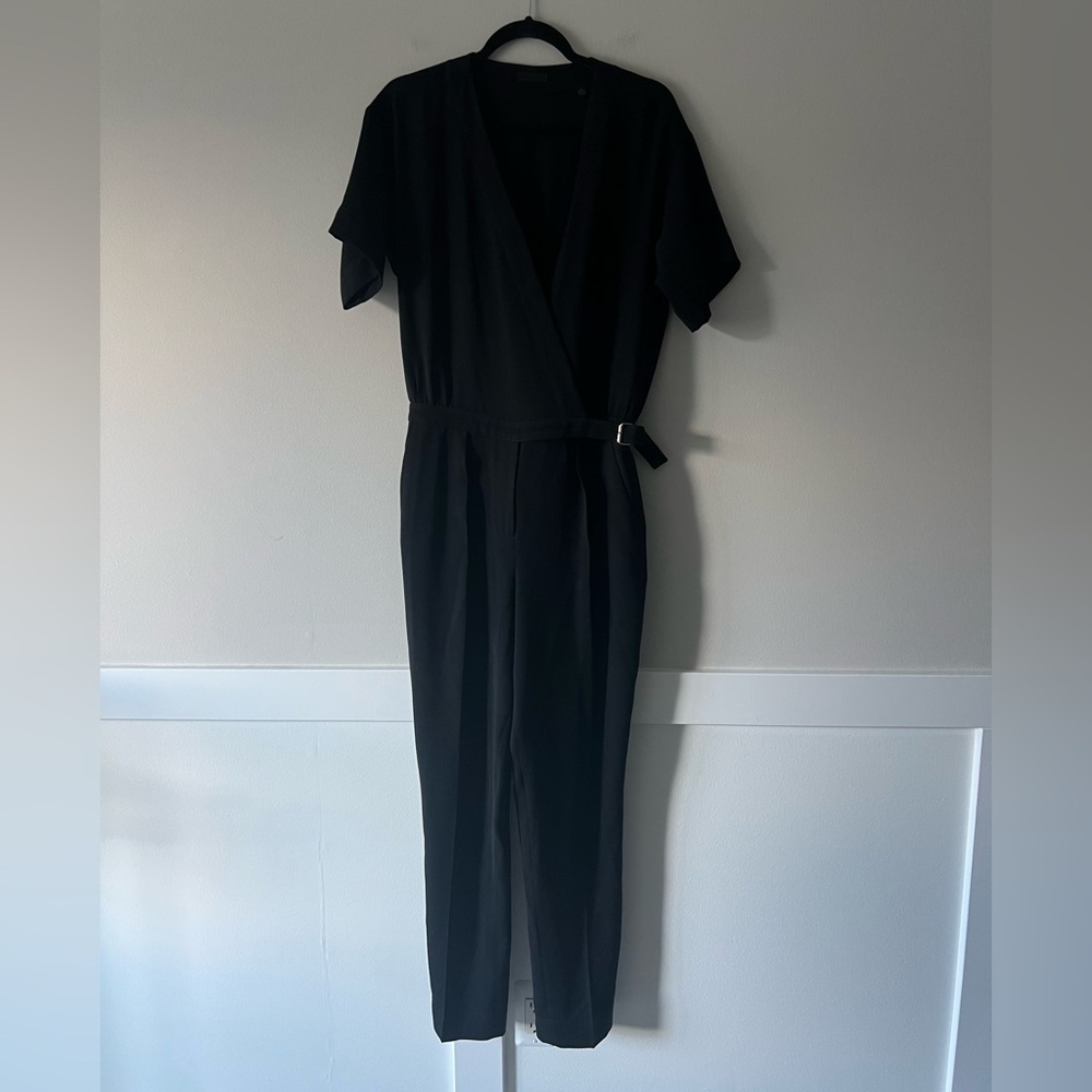 ATM Anthony Thomas Melillo Black Belted Short Sleeve Jumpsuit - Size M